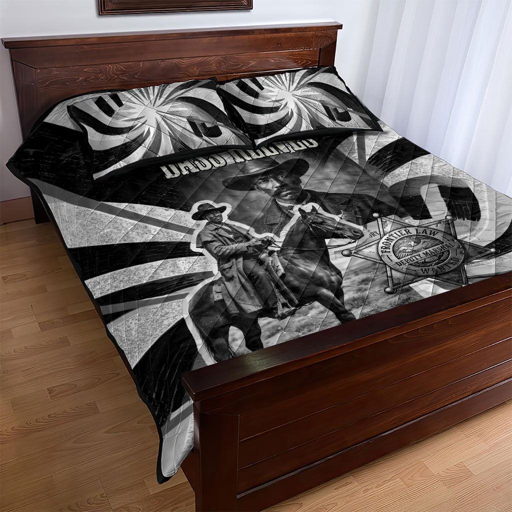 Bass Reeves Deputy Marshal Quilt Bed Set Black White Vintage Lawman Horse Badge Sunburst