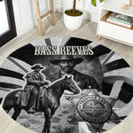 Bass Reeves Deputy Marshal Round Carpet Black White Vintage Lawman Horse Badge Sunburst