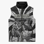 Bass Reeves Deputy Marshal Sleeveless Puffer Jacket Black White Vintage Lawman Horse Badge Sunburst
