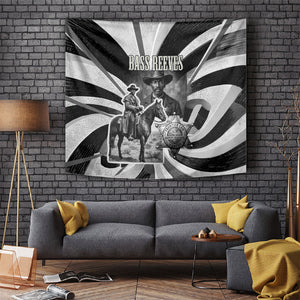 Bass Reeves Deputy Marshal Tapestry Black White Vintage Lawman Horse Badge Sunburst