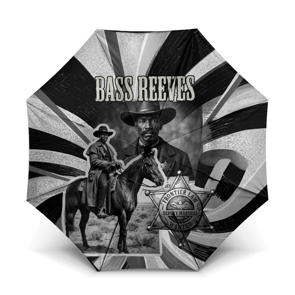 Bass Reeves Deputy Marshal Umbrella Black White Vintage Lawman Horse Badge Sunburst