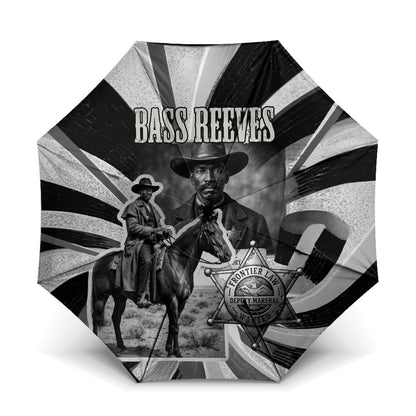 Bass Reeves Deputy Marshal Umbrella Black White Vintage Lawman Horse Badge Sunburst