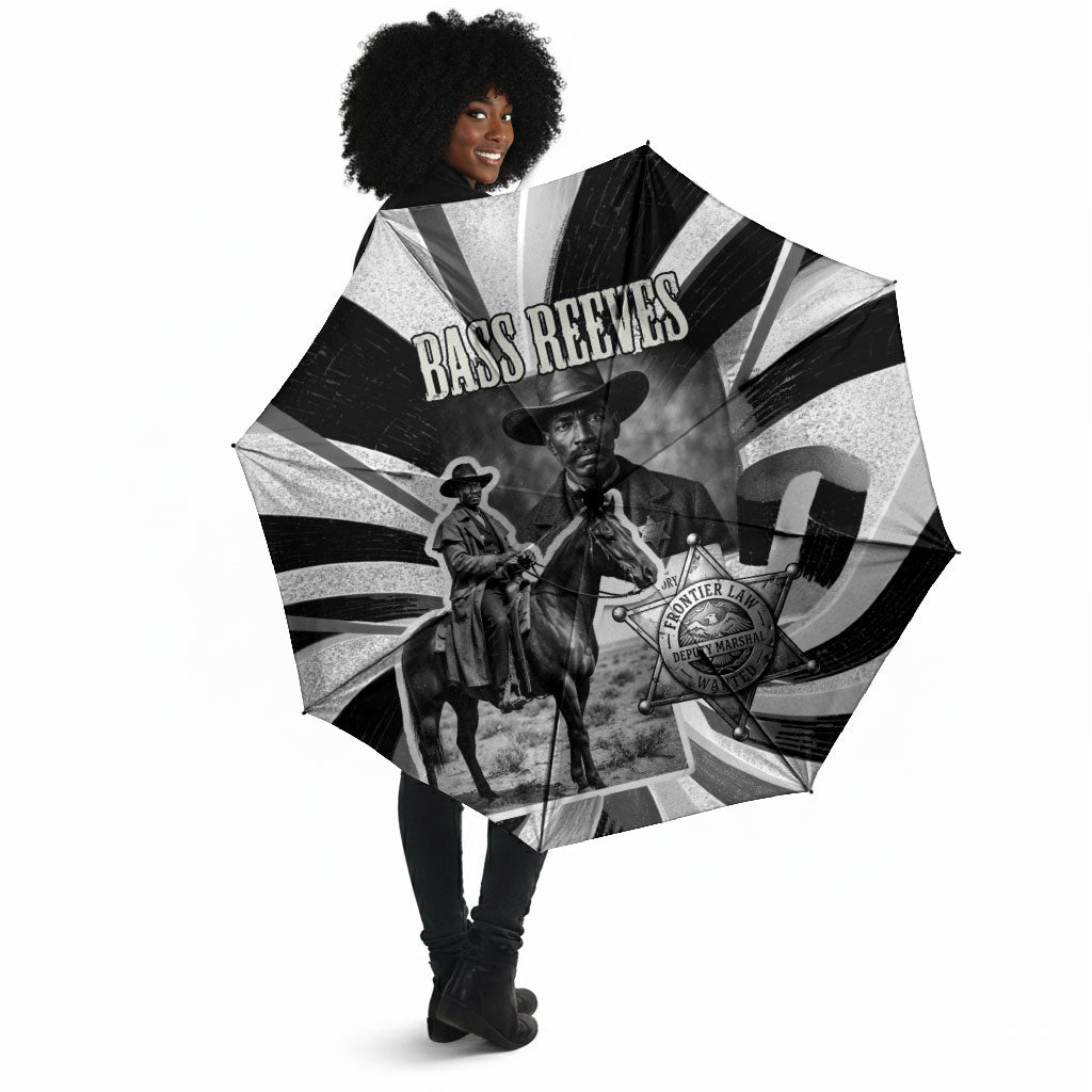 Bass Reeves Deputy Marshal Umbrella Black White Vintage Lawman Horse Badge Sunburst