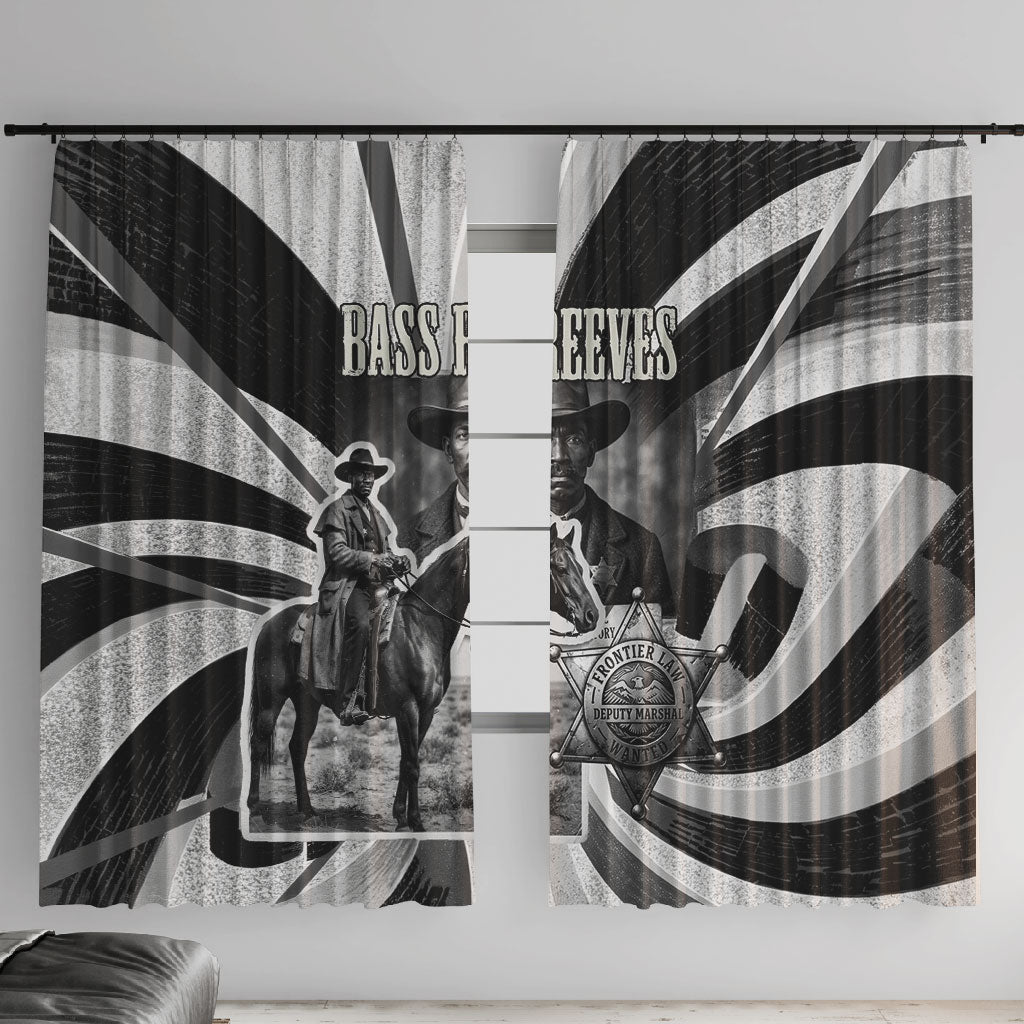 Bass Reeves Deputy Marshal Window Curtain Black White Vintage Lawman Horse Badge Sunburst