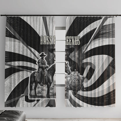 Bass Reeves Deputy Marshal Window Curtain Black White Vintage Lawman Horse Badge Sunburst