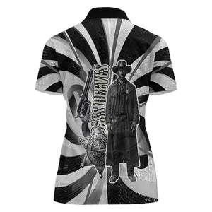 Bass Reeves Deputy Marshal Women Polo Shirt Black White Vintage Lawman Horse Badge Sunburst