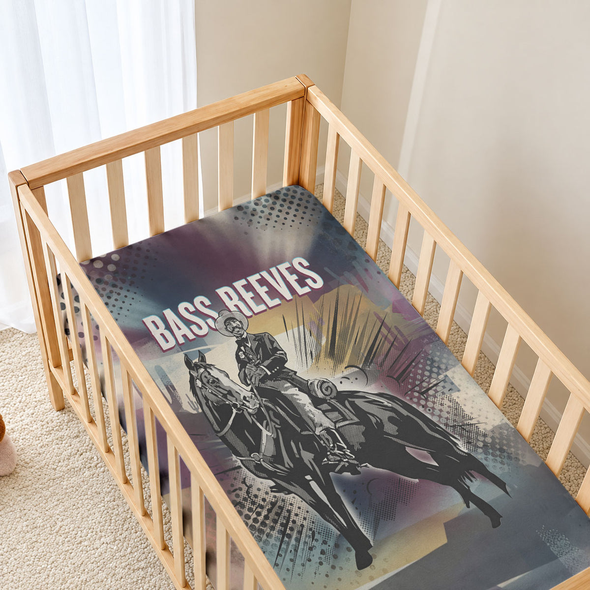 Bass Reeves Black Cowboy Legend Baby Bed Cover Vintage Pop Art US Marshal Horse Desert