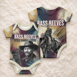 Bass Reeves Black Cowboy Legend Baby Onesie Vintage Pop Art US Marshal Horse Desert