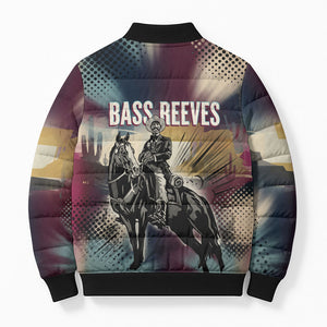 Bass Reeves Black Cowboy Legend Bomber Puffer Jacket Vintage Pop Art US Marshal Horse Desert