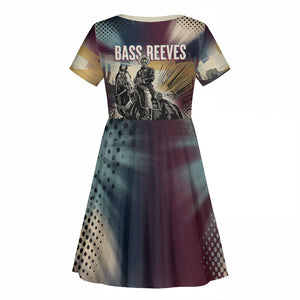 Bass Reeves Black Cowboy Legend Kid Short Sleeve Dress Vintage Pop Art US Marshal Horse Desert