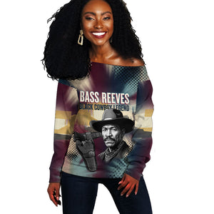 Bass Reeves Black Cowboy Legend Off Shoulder Sweater Vintage Pop Art US Marshal Horse Desert