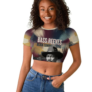 Bass Reeves Black Cowboy Legend Raglan Cropped T shirt Vintage Pop Art US Marshal Horse Desert