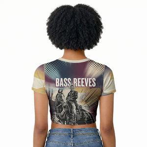 Bass Reeves Black Cowboy Legend Raglan Cropped T shirt Vintage Pop Art US Marshal Horse Desert