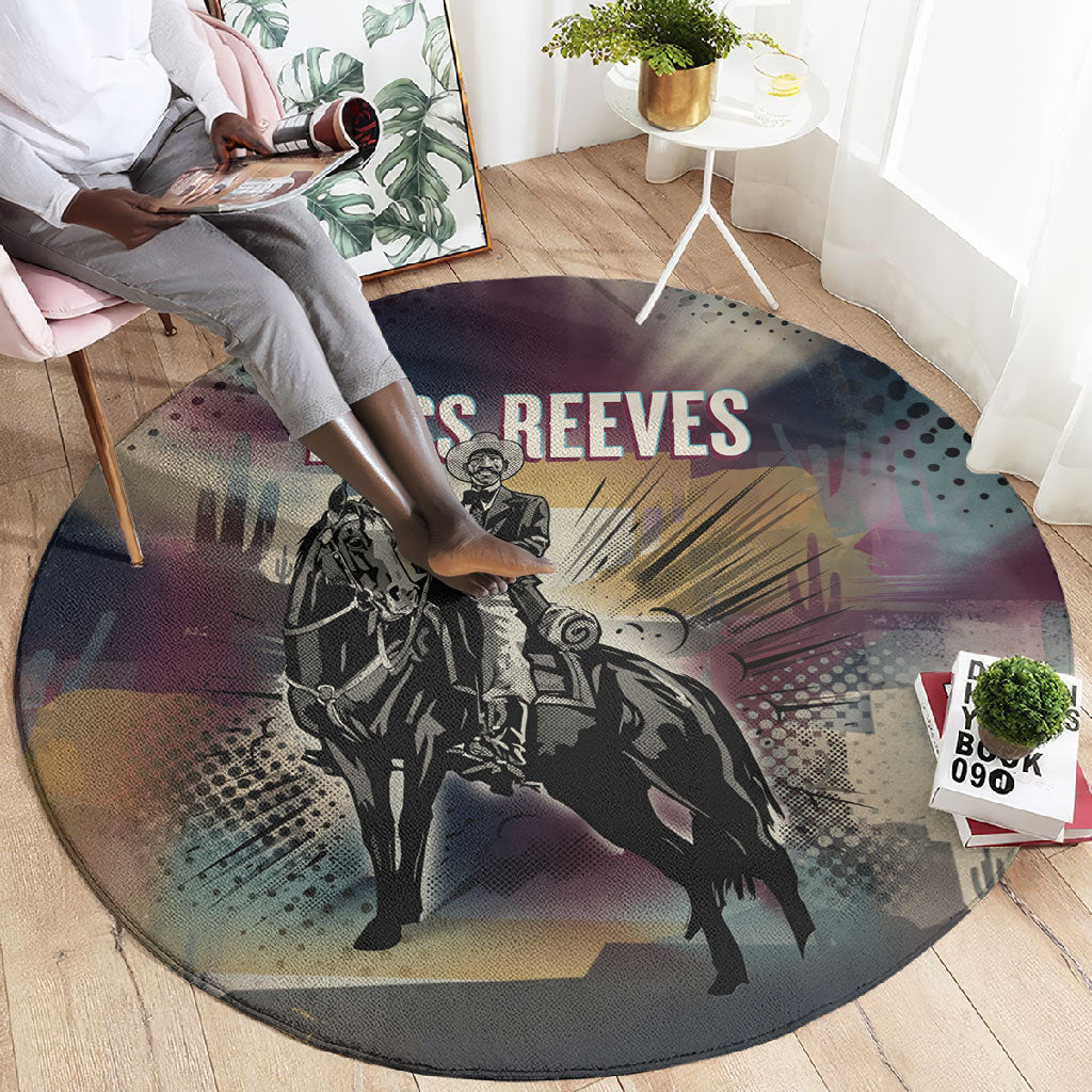 Bass Reeves Black Cowboy Legend Round Carpet Vintage Pop Art US Marshal Horse Desert