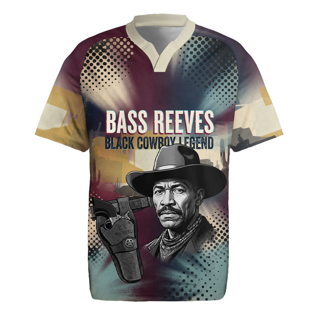 Bass Reeves Black Cowboy Legend Rugby Jersey Vintage Pop Art US Marshal Horse Desert