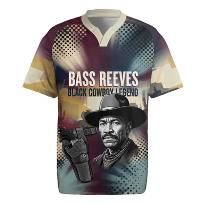 Bass Reeves Black Cowboy Legend Rugby Jersey Vintage Pop Art US Marshal Horse Desert
