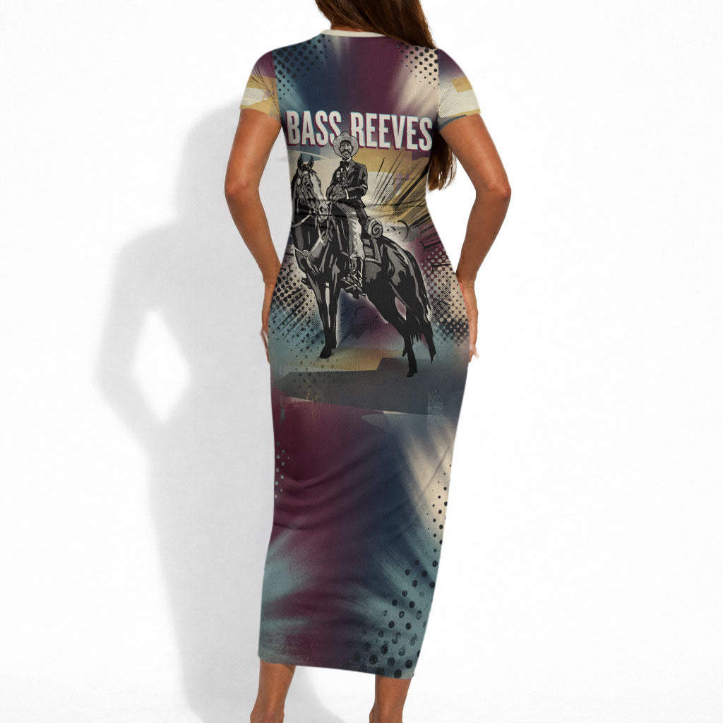 Bass Reeves Black Cowboy Legend Short Sleeve Bodycon Dress Vintage Pop Art US Marshal Horse Desert