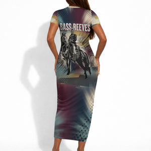 Bass Reeves Black Cowboy Legend Short Sleeve Bodycon Dress Vintage Pop Art US Marshal Horse Desert