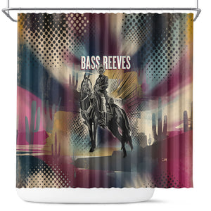 Bass Reeves Black Cowboy Legend Shower Curtain Vintage Pop Art US Marshal Horse Desert