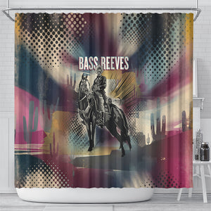 Bass Reeves Black Cowboy Legend Shower Curtain Vintage Pop Art US Marshal Horse Desert