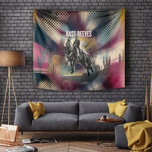 Bass Reeves Black Cowboy Legend Tapestry Vintage Pop Art US Marshal Horse Desert