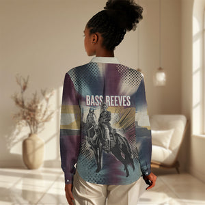Bass Reeves Black Cowboy Legend Women Casual Shirt Vintage Pop Art US Marshal Horse Desert