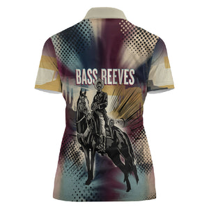 Bass Reeves Black Cowboy Legend Women Polo Shirt Vintage Pop Art US Marshal Horse Desert