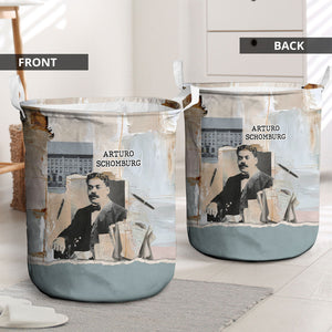 Arturo Schomburg Harlem Renaissance Laundry Basket Beige Grey Vintage Torn Paper History Portrait