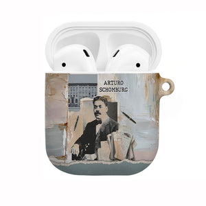 Arturo Schomburg Harlem Renaissance AirPods Case Beige Grey Vintage Torn Paper History Portrait