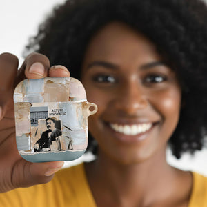Arturo Schomburg Harlem Renaissance AirPods Case Beige Grey Vintage Torn Paper History Portrait