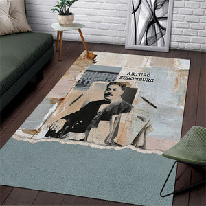 Arturo Schomburg Harlem Renaissance Area Rug Beige Grey Vintage Torn Paper History Portrait