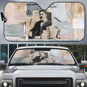 Arturo Schomburg Harlem Renaissance Auto Sun Shade Beige Grey Vintage Torn Paper History Portrait