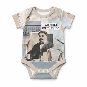 Arturo Schomburg Harlem Renaissance Baby Onesie Beige Grey Vintage Torn Paper History Portrait