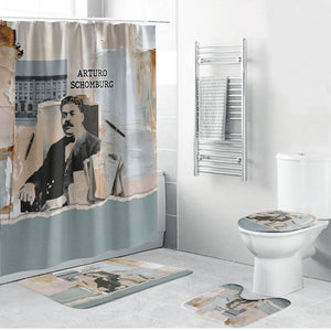 Arturo Schomburg Harlem Renaissance Bathroom Set Beige Grey Vintage Torn Paper History Portrait