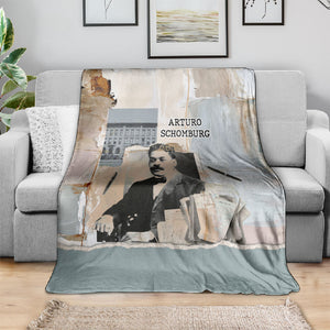 Arturo Schomburg Harlem Renaissance Blanket Beige Grey Vintage Torn Paper History Portrait