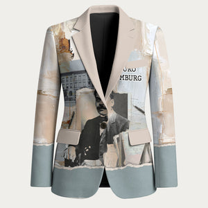 Arturo Schomburg Harlem Renaissance Blazer Beige Grey Vintage Torn Paper History Portrait
