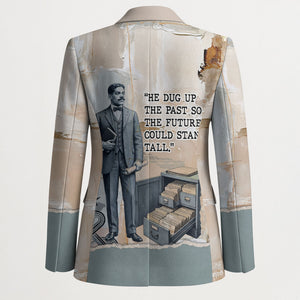 Arturo Schomburg Harlem Renaissance Blazer Beige Grey Vintage Torn Paper History Portrait