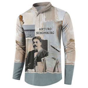 Arturo Schomburg Harlem Renaissance Button Sweatshirt Beige Grey Vintage Torn Paper History Portrait