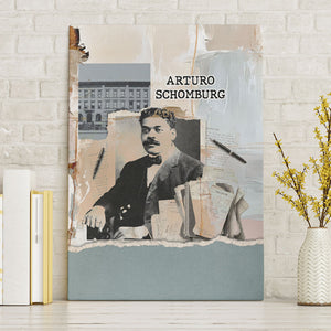 Arturo Schomburg Harlem Renaissance Canvas Wall Art Beige Grey Vintage Torn Paper History Portrait