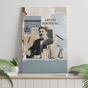 Arturo Schomburg Harlem Renaissance Canvas Wall Art Beige Grey Vintage Torn Paper History Portrait