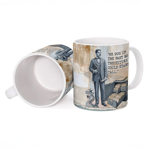 Arturo Schomburg Harlem Renaissance Ceramic Mug Beige Grey Vintage Torn Paper History Portrait