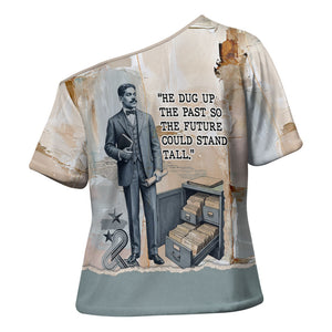 Arturo Schomburg Harlem Renaissance Cross Shoulder Shirt Beige Grey Vintage Torn Paper History Portrait