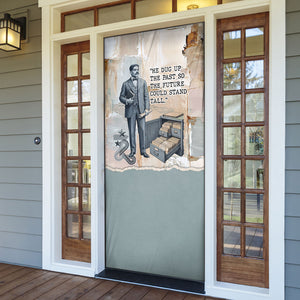 Arturo Schomburg Harlem Renaissance Door Cover Beige Grey Vintage Torn Paper History Portrait