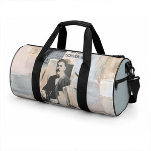 Arturo Schomburg Harlem Renaissance Duffle Bag Beige Grey Vintage Torn Paper History Portrait