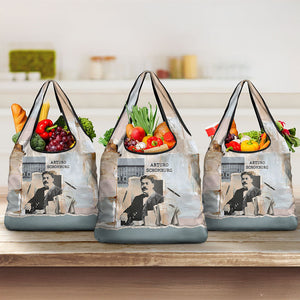Arturo Schomburg Harlem Renaissance Grocery Bag Beige Grey Vintage Torn Paper History Portrait