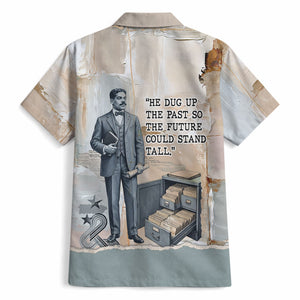 Arturo Schomburg Harlem Renaissance Hawaiian Shirt Beige Grey Vintage Torn Paper History Portrait
