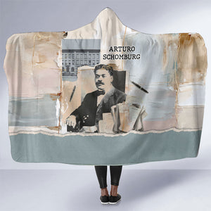 Arturo Schomburg Harlem Renaissance Hooded Blanket Beige Grey Vintage Torn Paper History Portrait