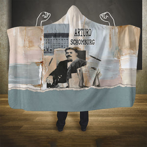 Arturo Schomburg Harlem Renaissance Hooded Blanket Beige Grey Vintage Torn Paper History Portrait