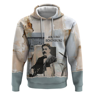Arturo Schomburg Harlem Renaissance Hoodie Beige Grey Vintage Torn Paper History Portrait