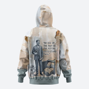 Arturo Schomburg Harlem Renaissance Hoodie Beige Grey Vintage Torn Paper History Portrait